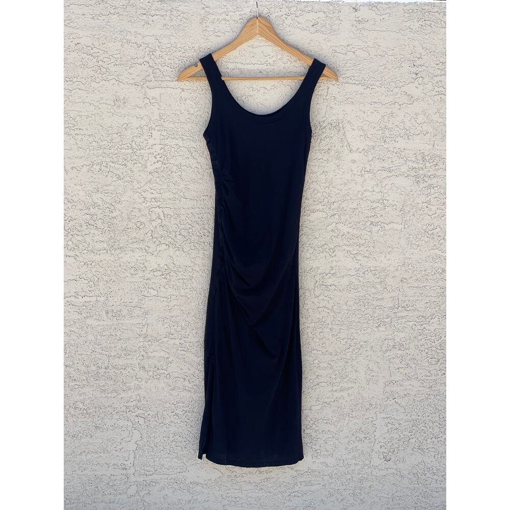 All Saints Black Ruched Midi Dress - Small